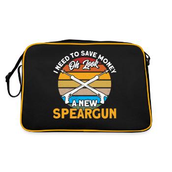 Speerfischen Freitaucher Speerfischer Fischer - Retro Tasche - Schwarz/Gold - Hinten