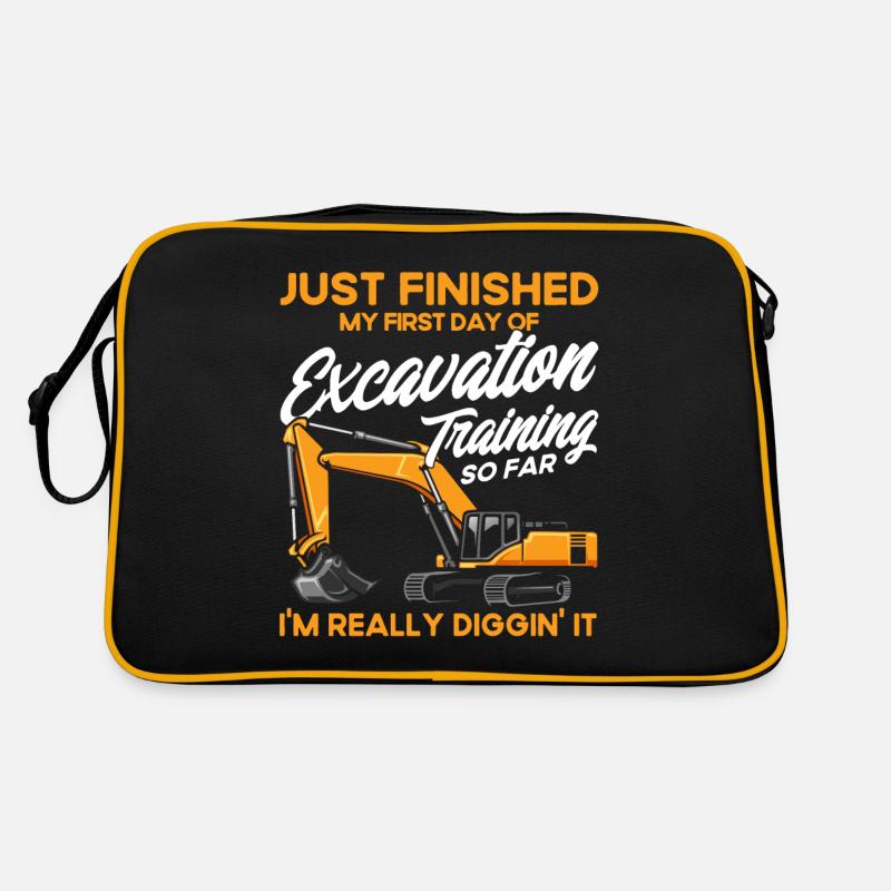 Bagger Schweres Gerät Bauarbeiter Geschenk Retro Tasche
