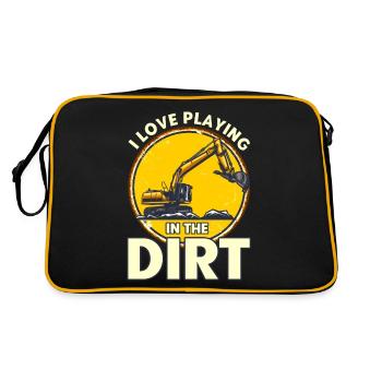 Bediener Bagger Bauwesen Geschenk - Retro Tasche - Schwarz/Gold - Hinten