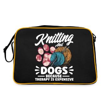 Stricken Garn stricken Stricken Stoff Geschenk - Retro Tasche - Schwarz/Gold - Hinten