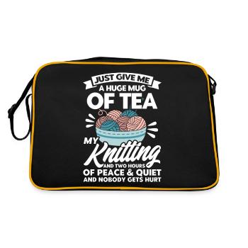Stricken Stoff Stricken Garn stricken Geschenk - Retro Tasche - Schwarz/Gold - Hinten