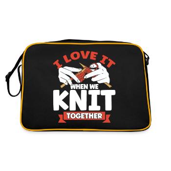 Stricken Stricken Stricken Liebhaber Geschenk - Retro Tasche - Schwarz/Gold - Hinten
