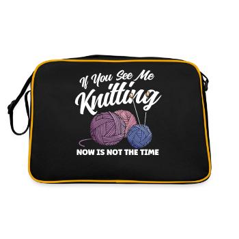 Garn stricken Stricken Stricken Liebhaber Geschenk - Retro Tasche - Schwarz/Gold - Hinten