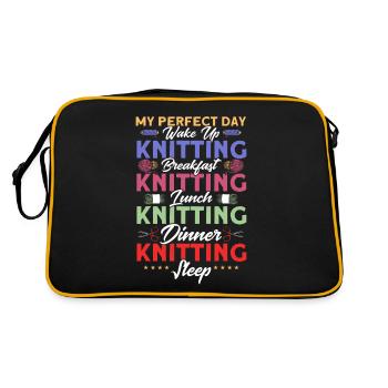 Stricken Stoff Stricken Stricken Geschenk - Retro Tasche - Schwarz/Gold - Hinten