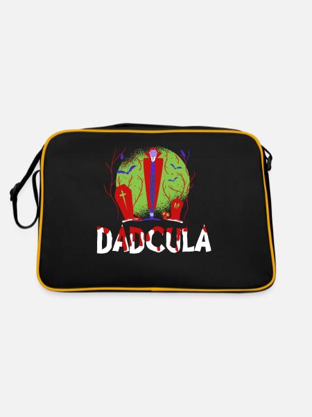 Horror Halloween Dadcula Gruselig - Retro Tasche - Schwarz/Gold - Hinten