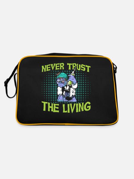 Horror Halloween Die Lebenden Gruselig - Retro Tasche - Schwarz/Gold - Hinten