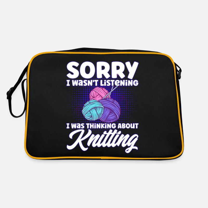 Knitting Knitting Lovers Knitting Gift - Retro Bag - black/gold