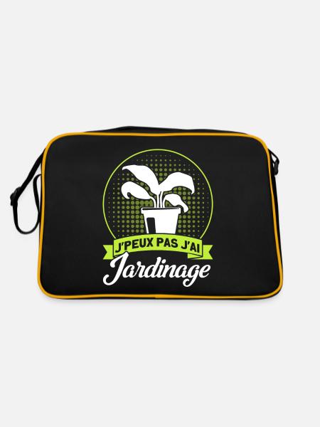 Hobbygärtner Schrebergarten Gärtner Geschenk - Retro Tasche - Schwarz/Gold - Hinten