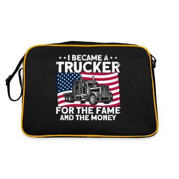Trucker Sattelzug Fernfahrer Geschenk - Retro Tasche - Schwarz/Gold - Hinten