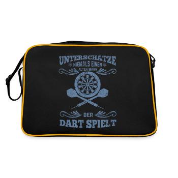 Dartspieler alter Mann - Retro Tasche - Schwarz/Gold - Hinten