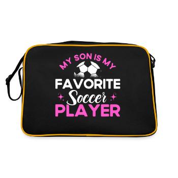 Fußball Mama Mutter Sohn Geschenk - Retro Tasche - Schwarz/Gold - Hinten