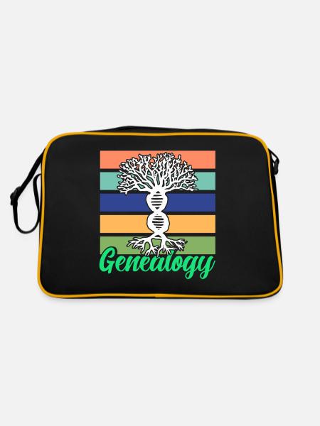 Stammbaum Genealogie Familiengeschichte Geschenk - Retro Tasche - Schwarz/Gold - Hinten