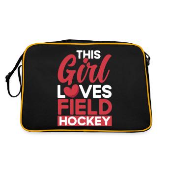 Feldhockey Mannschaftssport Feldhockey Spiel Gesch - Retro Tasche - Schwarz/Gold - Hinten