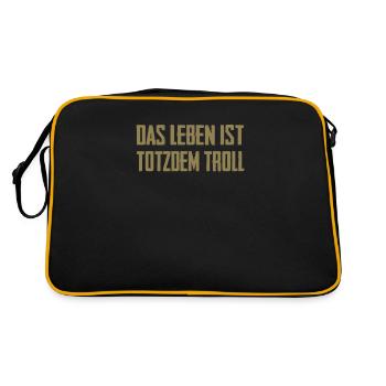 Das Leben ist Totzdem Troll - Troll Sprüche - Retro Tasche - Schwarz/Gold - Hinten