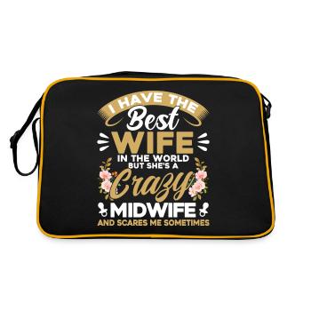 Midwife Obstetrician LD Work Gift - Retro Bag - black/gold - Back