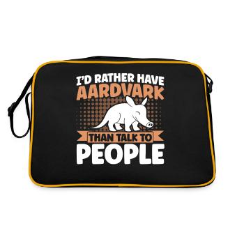 Liebe Aardvark Erdferkel Erdferkel Liebhaber Gesch - Retro Tasche - Schwarz/Gold - Hinten