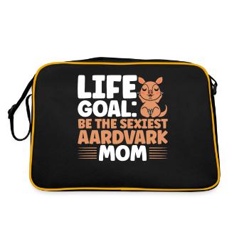Erdferkel Tier Erdferkel Liebhaber Erdferkel Gesch - Retro Tasche - Schwarz/Gold - Hinten