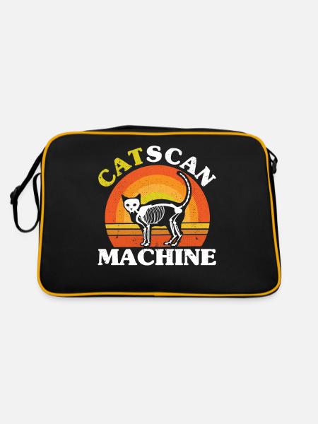 Katzen Sprüche Katzen Liebhaber Katzeneltern Gesch - Retro Tasche - Schwarz/Gold - Hinten