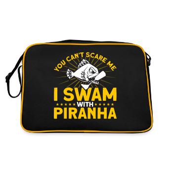 Ich schwamm mit Piranhas Amputierte Geschenk - Retro Tasche - Schwarz/Gold - Hinten
