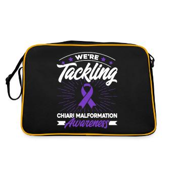 Purple Bow Chiari Malformation Support Ch - Retro Bag - black/gold - Back
