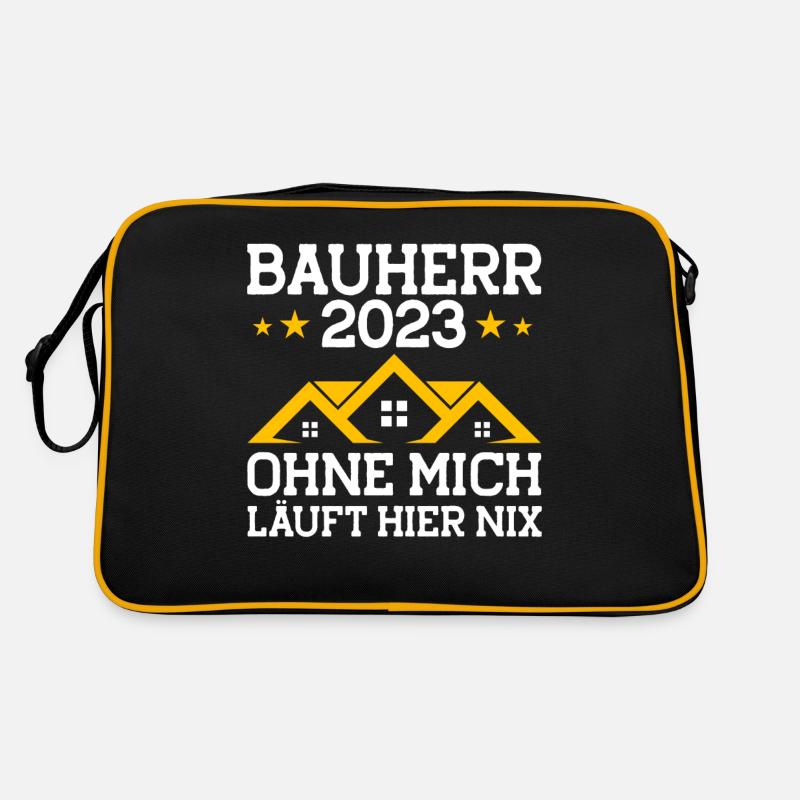 Bauherr 2023 Ohne Mich Läuft Hier Nix Bauherr Gesc - Retro Tasche - Schwarz/Gold