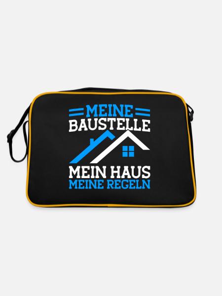 Meine Baustelle Mein Haus Meine Regeln Bauherr Ges - Retro Tasche - Schwarz/Gold - Hinten