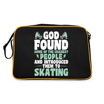 Rollerskates Gott verrückte Leute beim Skaten Gesc - Retro Tasche - Schwarz/Gold - Hinten