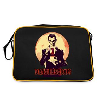 A vampire drinking coffee at night - Retro Bag - black/gold - Back