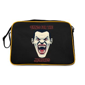 Dracula Vampire baring teeth, Halloween - Retro Bag - black/gold - Back