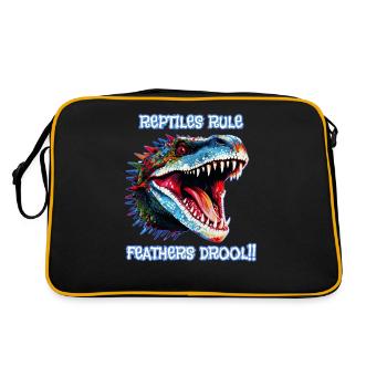 Tête de reptile, Règle des reptiles, Bave de plumes - Sac Retro - noir/or - Dos