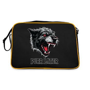 Demon Black cat, Purr Later - Retro Bag - black/gold - Back