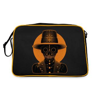 Ein skelettartiger Kopf, der einen Hut trägt - Retro Tasche - Schwarz/Gold - Hinten