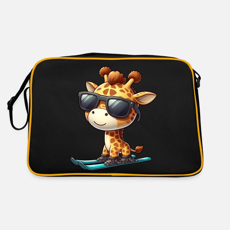 Snowboard Giraffe, Wintersport Tier Retro Tasche
