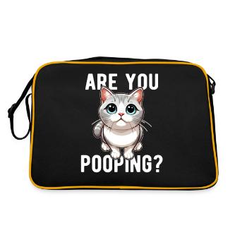 du? Lustige Katze Lustig - Retro Tasche - Schwarz/Gold - Hinten