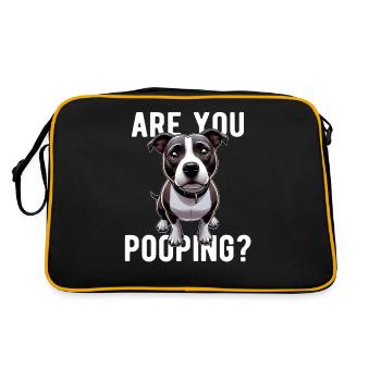 Are You Pooping? Staffy Staffordshire Dog - Retro Bag - black/gold - Back