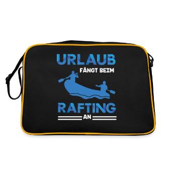 Rafting Abenteuer Schlauchboot Wassererlebnis - Retro Tasche - Schwarz/Gold - Hinten