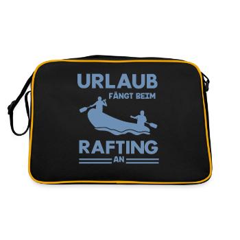 Rafting Abenteuer Schlauchboot Wassererlebnis Urla - Retro Tasche - Schwarz/Gold - Hinten