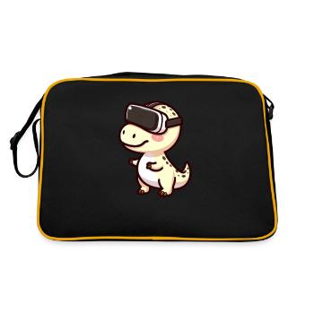 Mignon Dino T-Rex Réalité Virtuelle Gamer Dessin animé - Sac Retro - noir/or - Dos
