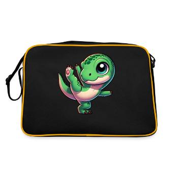 Dancing T-Rex on one leg Balancing dinosaur - Retro Bag - black/gold - Back