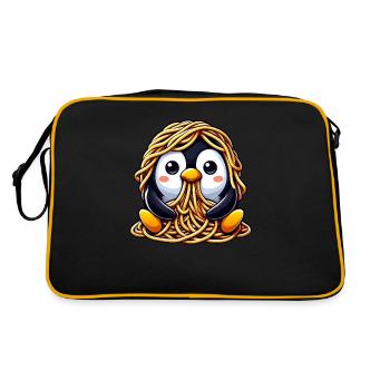 Clumsy Penguin Spaghetti Noodles Italy - Retro Bag - black/gold - Back