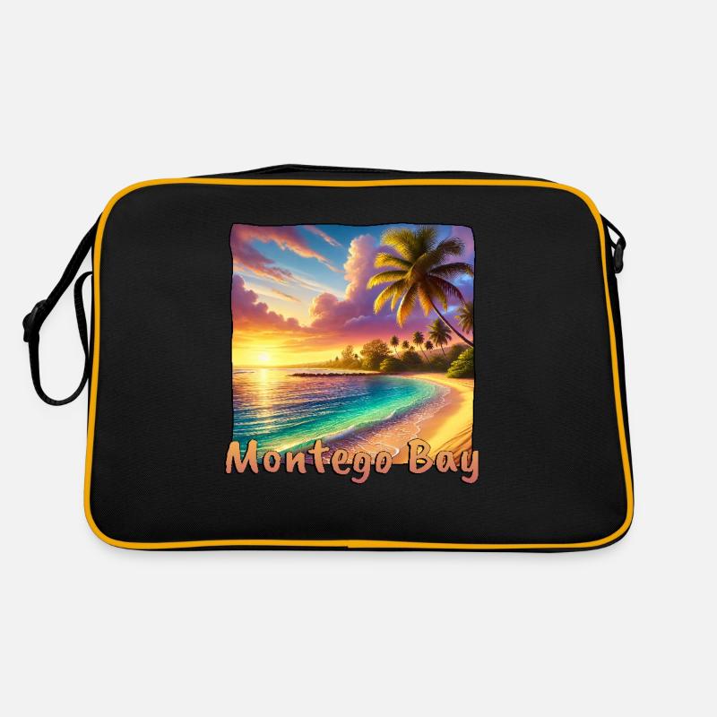 Sunset Montego Bay Palm Trees Beach Retro Bag