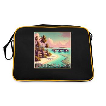 Fuldahoo Malediven Überwasser-Bungalows Retro - Retro Tasche - Schwarz/Gold - Hinten