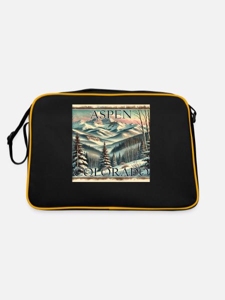 Aspen Ski Resort Ski Snowboard Hiver Vintage - Sac Retro - noir/or - Dos