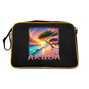 Aruba Eagle Beach Sunset Palm Trees Grunge - Retro Bag - black/gold - Back