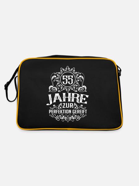 Geburtstag Perfektion 55 Jahre Vintage - Retro Tasche - Schwarz/Gold - Hinten