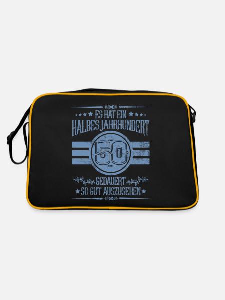 50th Birthday Half Century Looking Good - Retro Bag - black/gold - Back