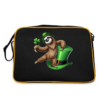 St. Patrick's Day Pinguin mit Kleeblatt und - Retro Tasche - Schwarz/Gold - Hinten