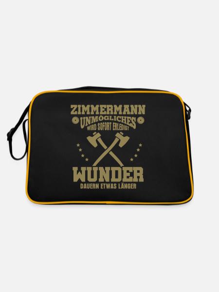 Zimmermann – Unmögliches wird sofort erledigt - Retro Tasche - Schwarz/Gold - Hinten