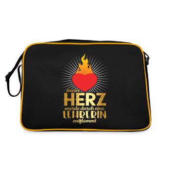 Verliebt in Lehrerin mein Herz Liebe Lehrer - Retro Tasche - Schwarz/Gold - Hinten