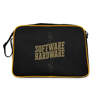 Funny IT Saying Software Hardware Word Game - Retro Bag - black/gold - Back